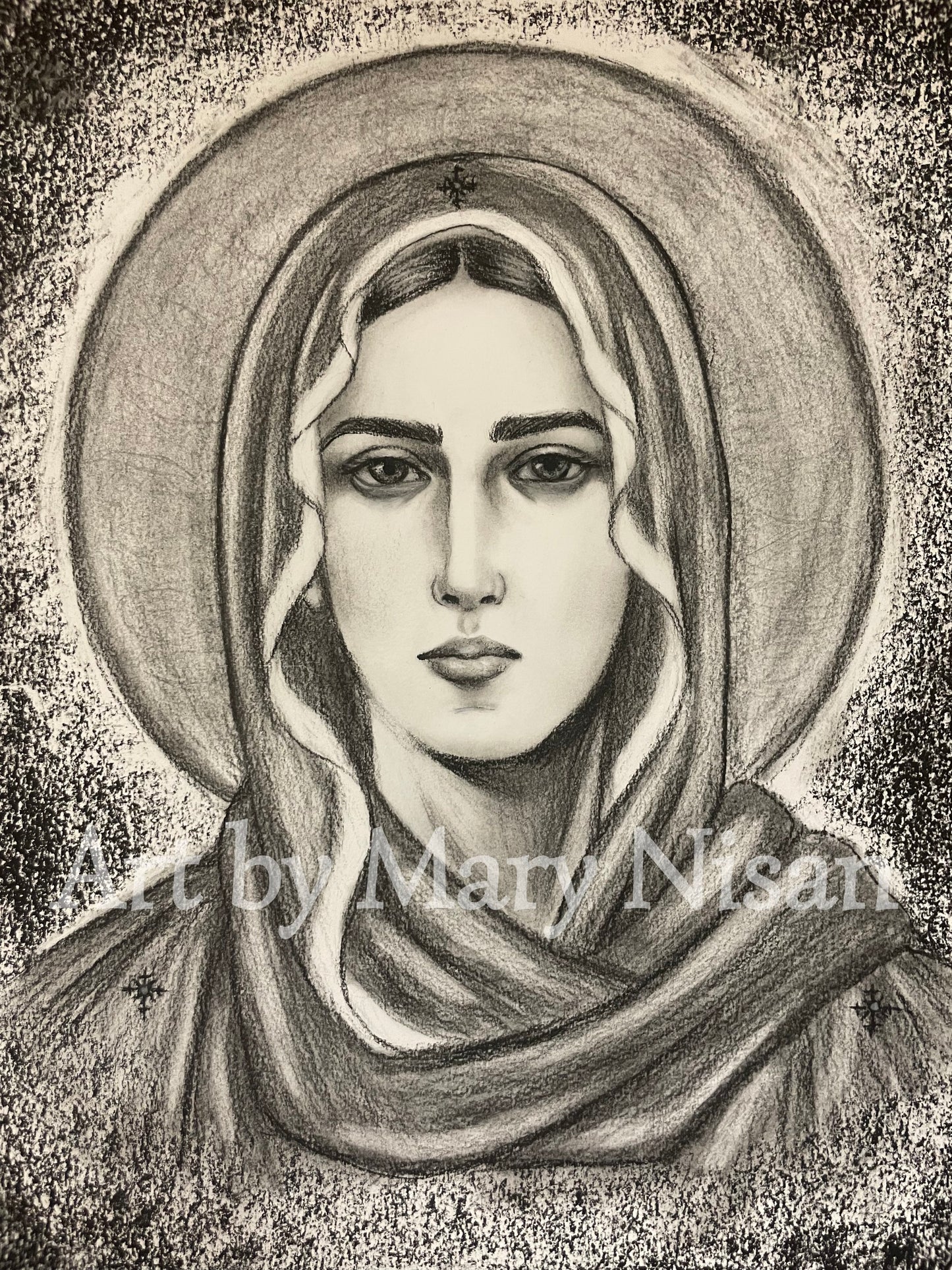 Virgin Mary Charcoal